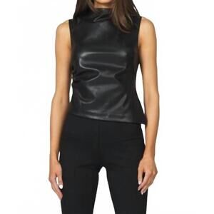 NEW ANOTHER LOVE shaunee faux leather top in black